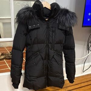 SAM. Black Puffer Jacket with Fur Hood